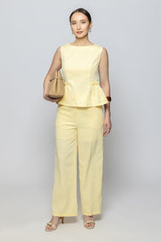 Women Wide Leg Pants with Floral Textured Fabric