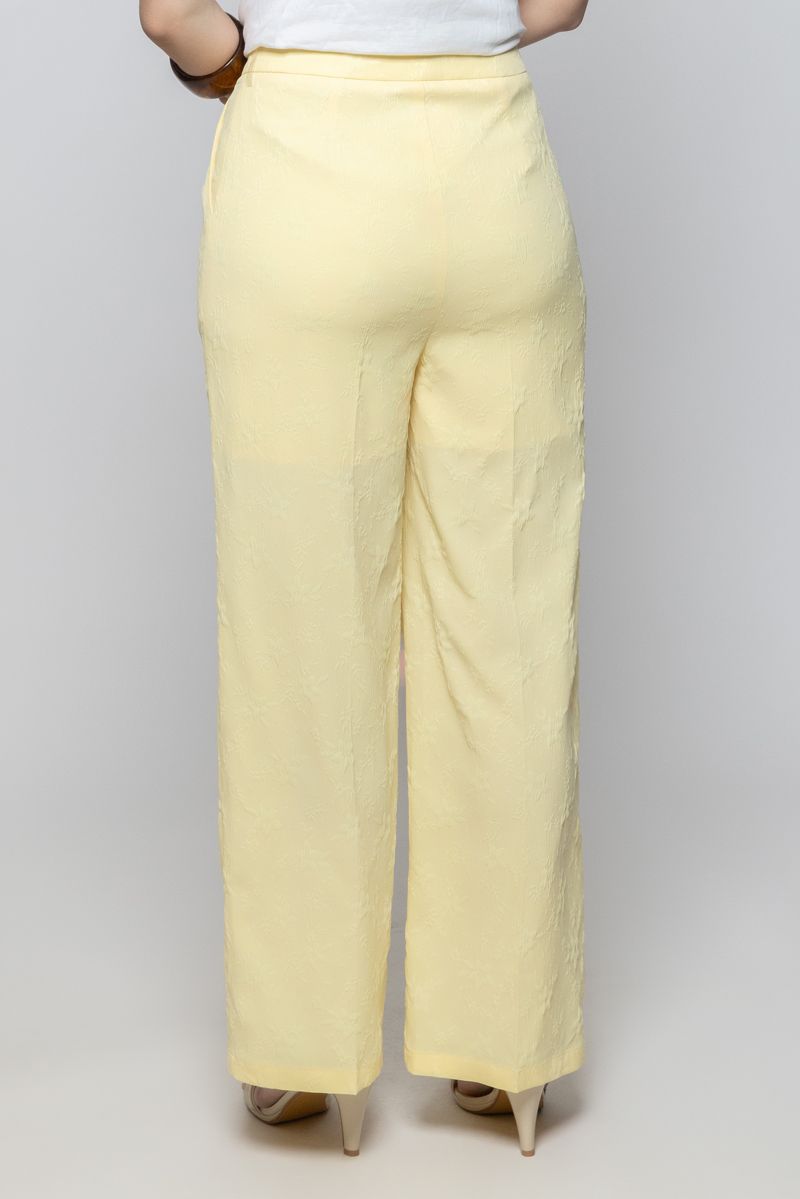 Women Wide Leg Pants with Floral Textured Fabric