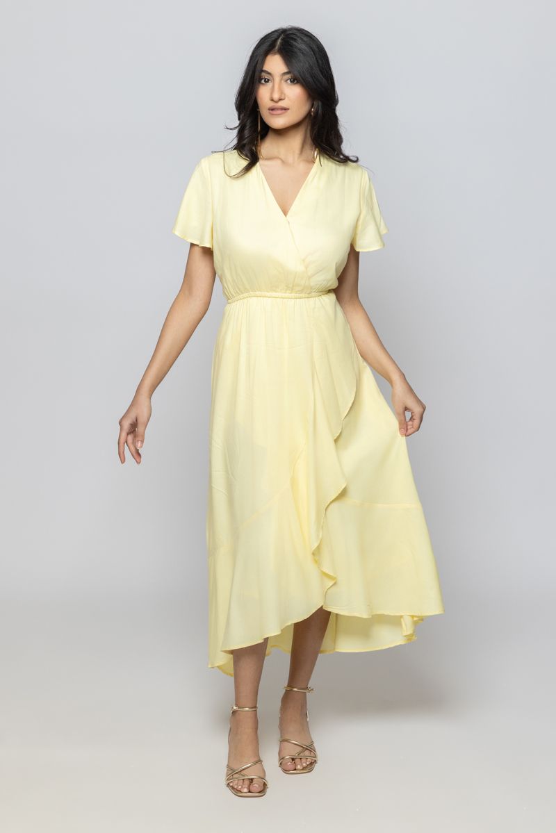 Women Short Sleeves Asymmetric Longline Dress