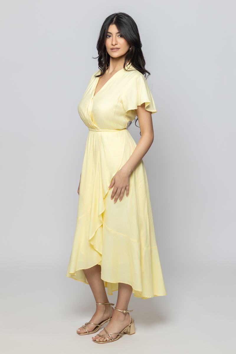 Women Short Sleeves Asymmetric Longline Dress