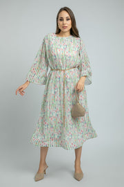 Longline women Dress with printed Plisse Pattern