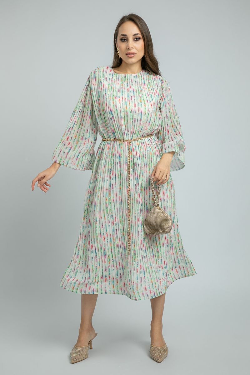 Longline women Dress with printed Plisse Pattern