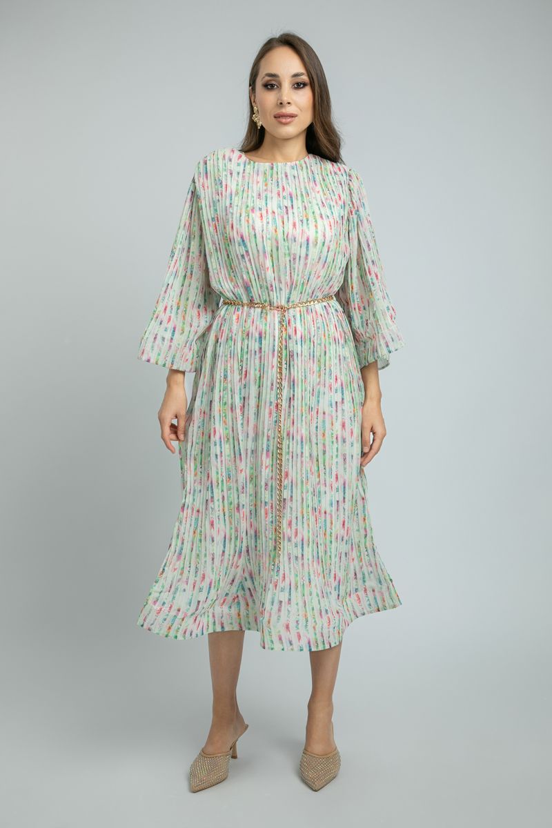Longline women Dress with printed Plisse Pattern