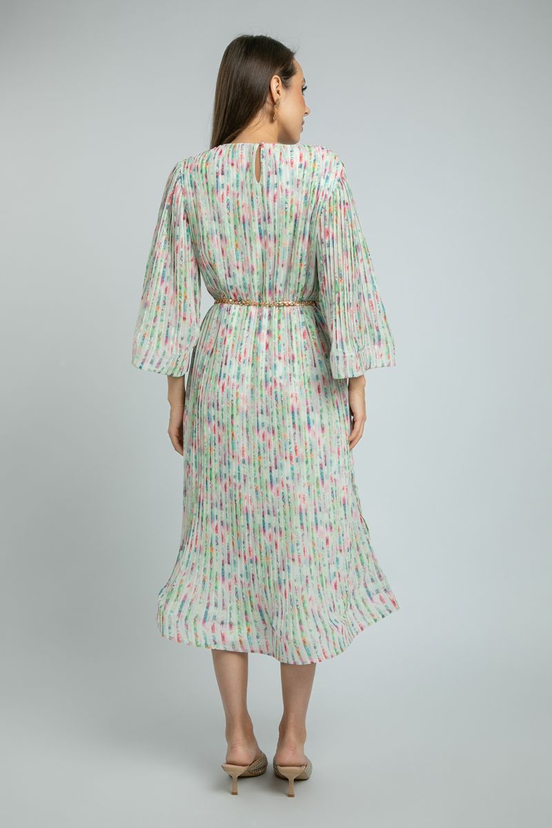 Longline women Dress with printed Plisse Pattern