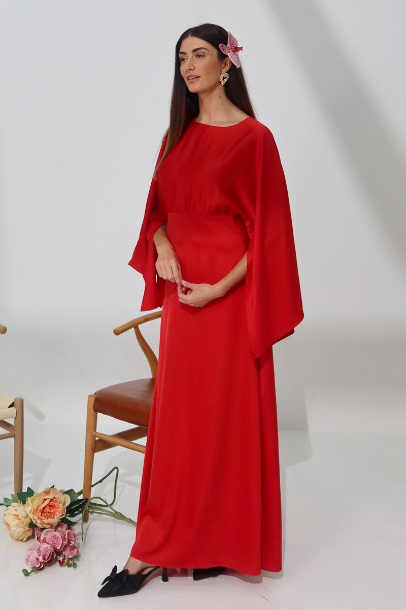 فستان نسائي ماكسي بأكمام عريضة