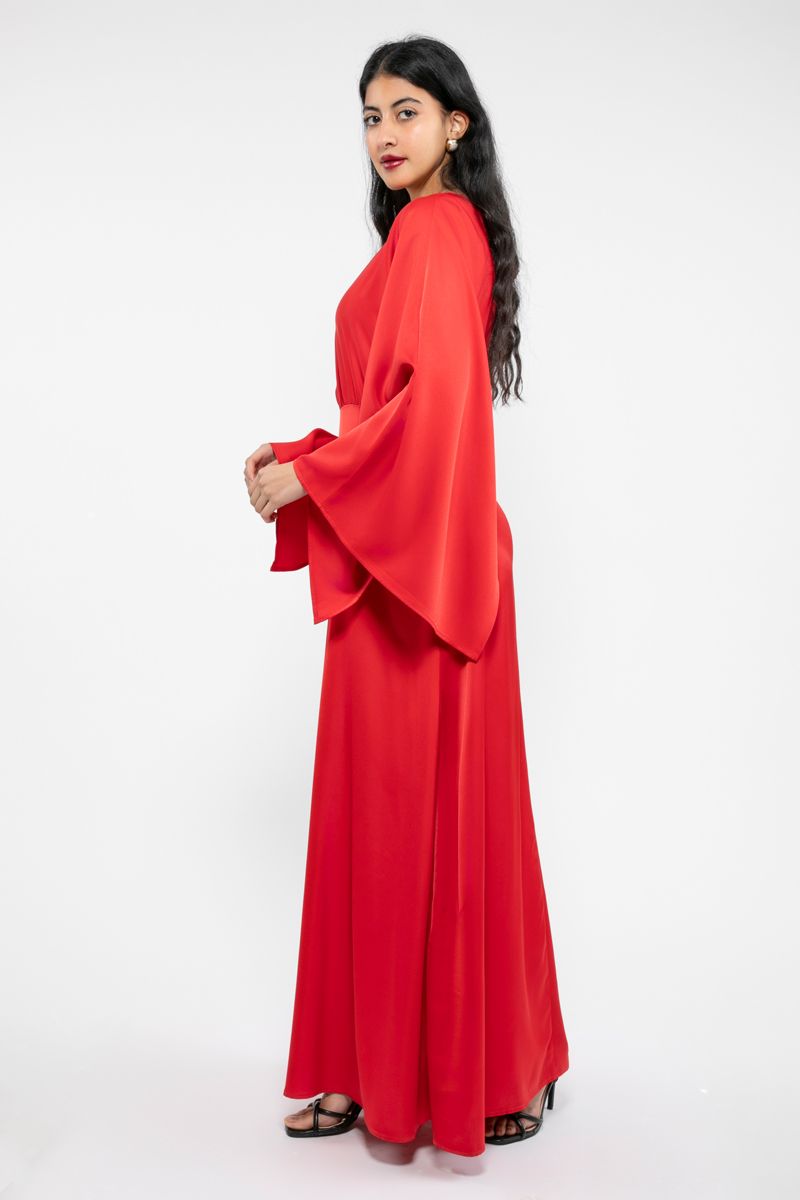 فستان نسائي ماكسي بأكمام عريضة