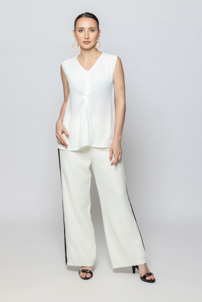 Women Wide Leg Pants with Contrast Colored Side Lining