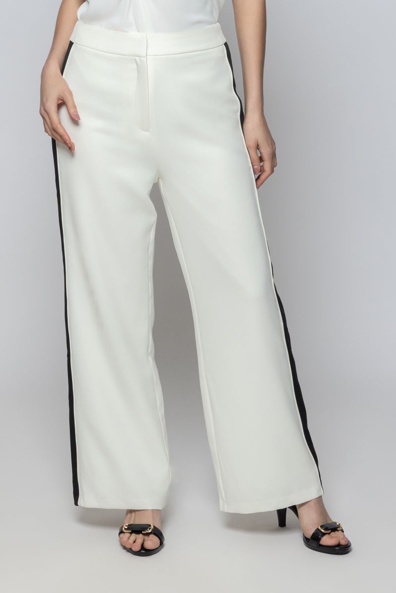 Women Wide Leg Pants with Contrast Colored Side Lining