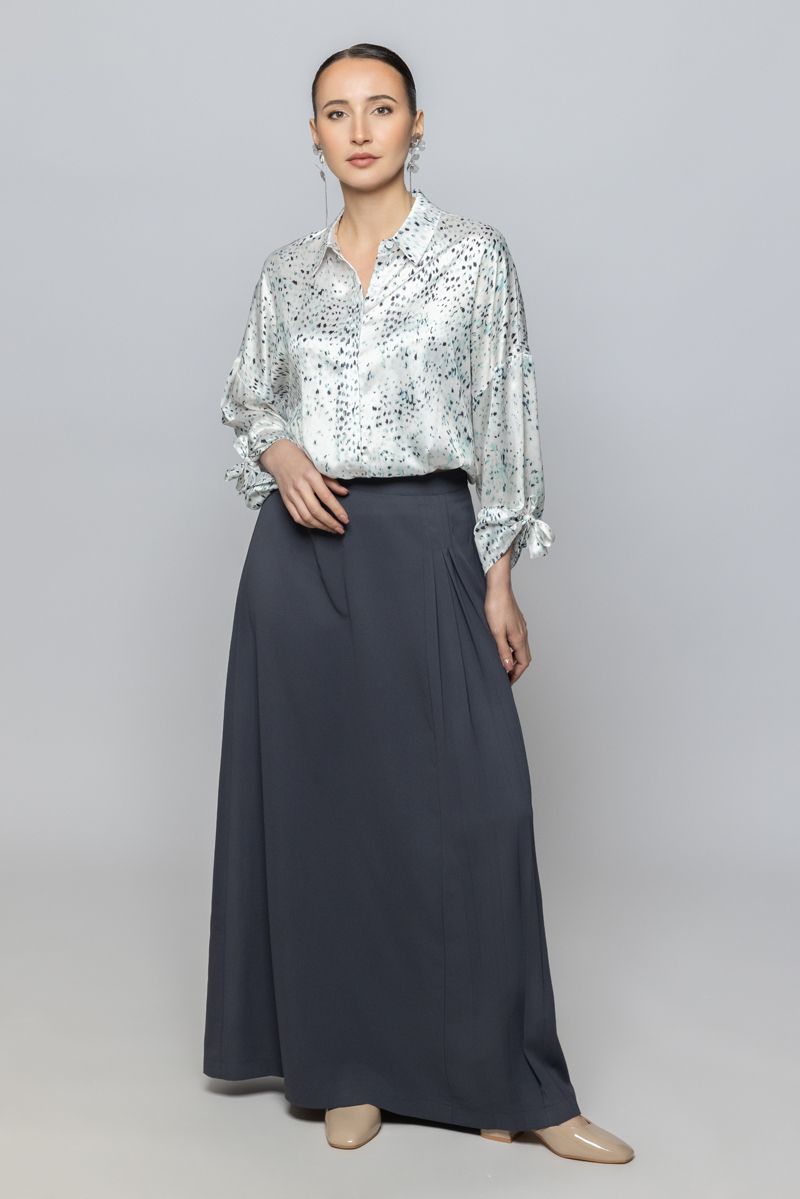 Women Satin Shirt with Long Sleeves and Tie Drawstrings