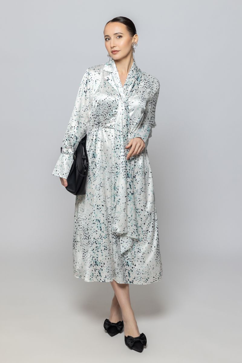 فستان نسائي أنيق بقصة طويلة وأكمام طويلة