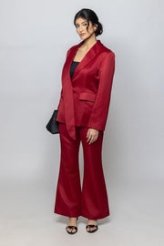 Women Flared Leg Pants in Soft Satin Fabric