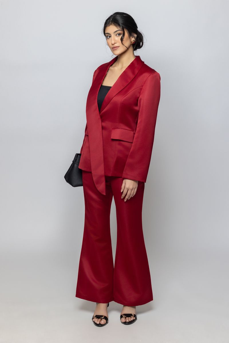 Women Flared Leg Pants in Soft Satin Fabric