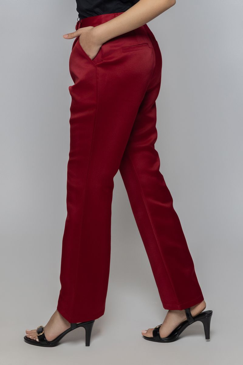 Women Flared Leg Pants in Soft Satin Fabric