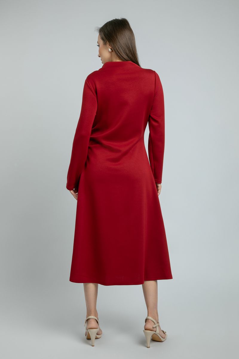 women Long-Sleeve Midi Dress with Minimal Style