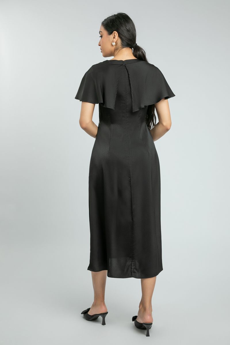 فستان ميدي نسائي من قماش الساتان الرقيق