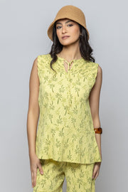 بلوزة نسائية صيفية بدون أكمام بنقشة مطبوعة كاملة