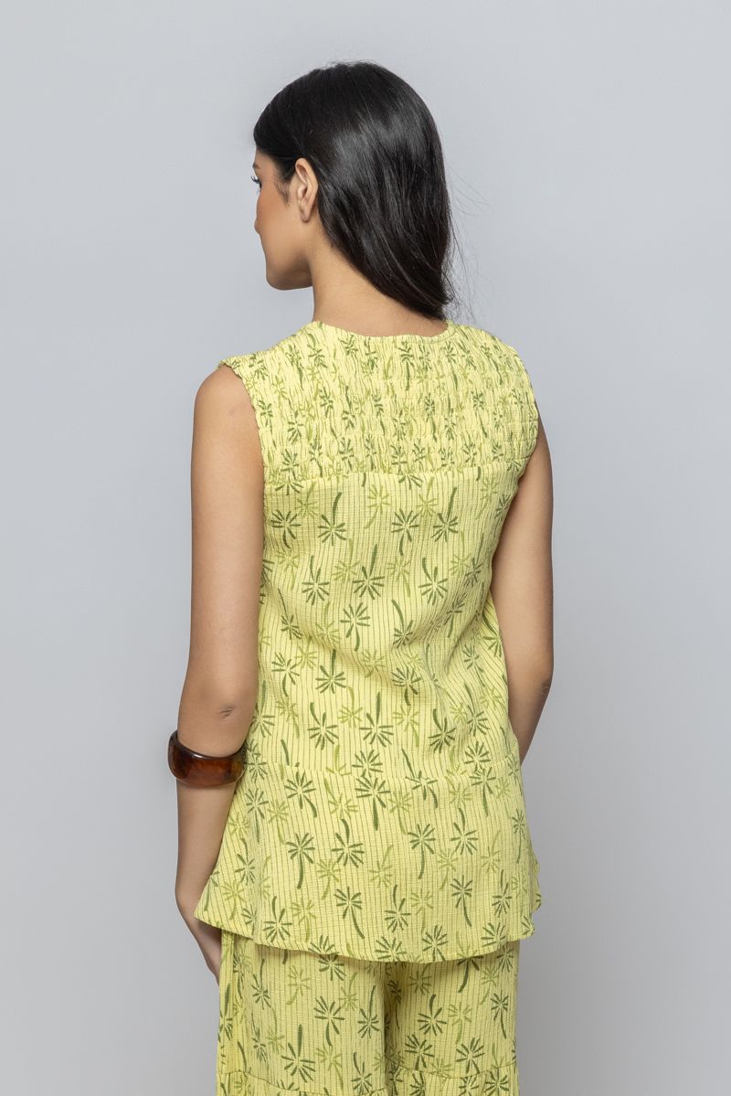 بلوزة نسائية صيفية بدون أكمام بنقشة مطبوعة كاملة