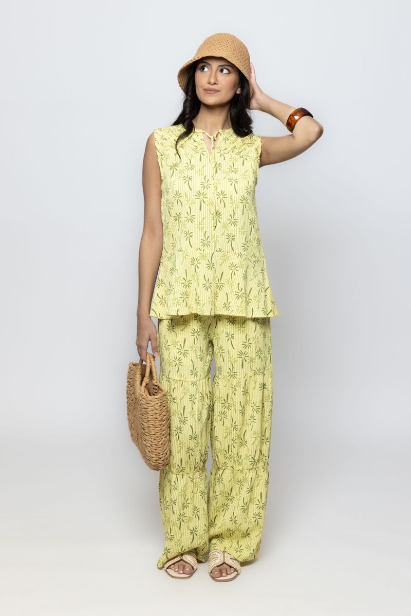 Women Flowy Wide Leg Summer Pants with Full Prints Pattern