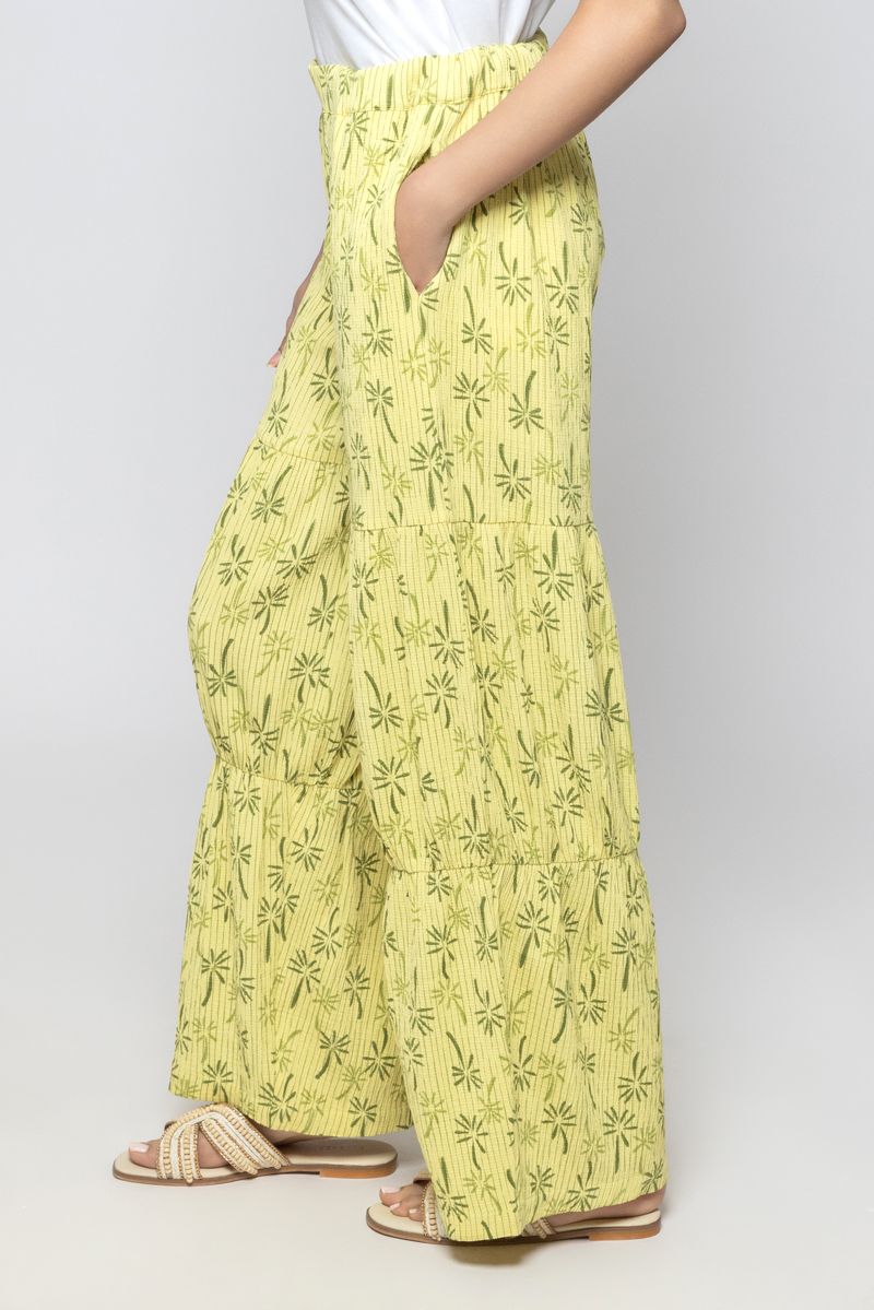 Women Flowy Wide Leg Summer Pants with Full Prints Pattern