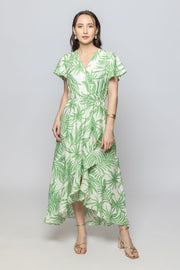 فستان طويل بكم قصير بتصميم غير متماثل للنساء