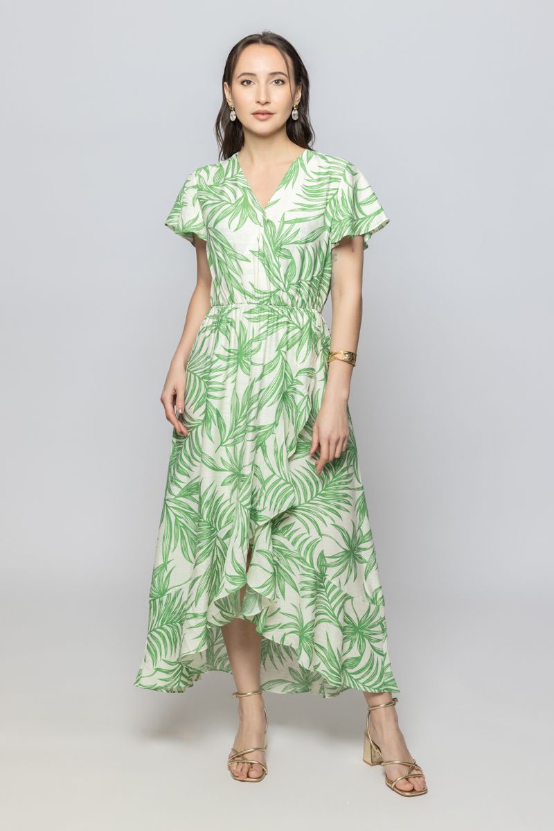 Women Short Sleeves Asymmetric Longline Dress