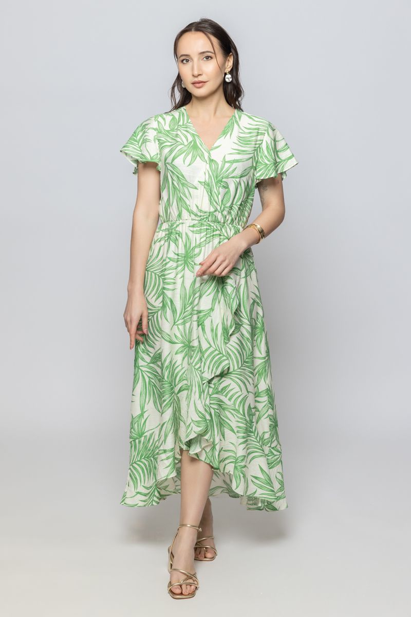 Women Short Sleeves Asymmetric Longline Dress