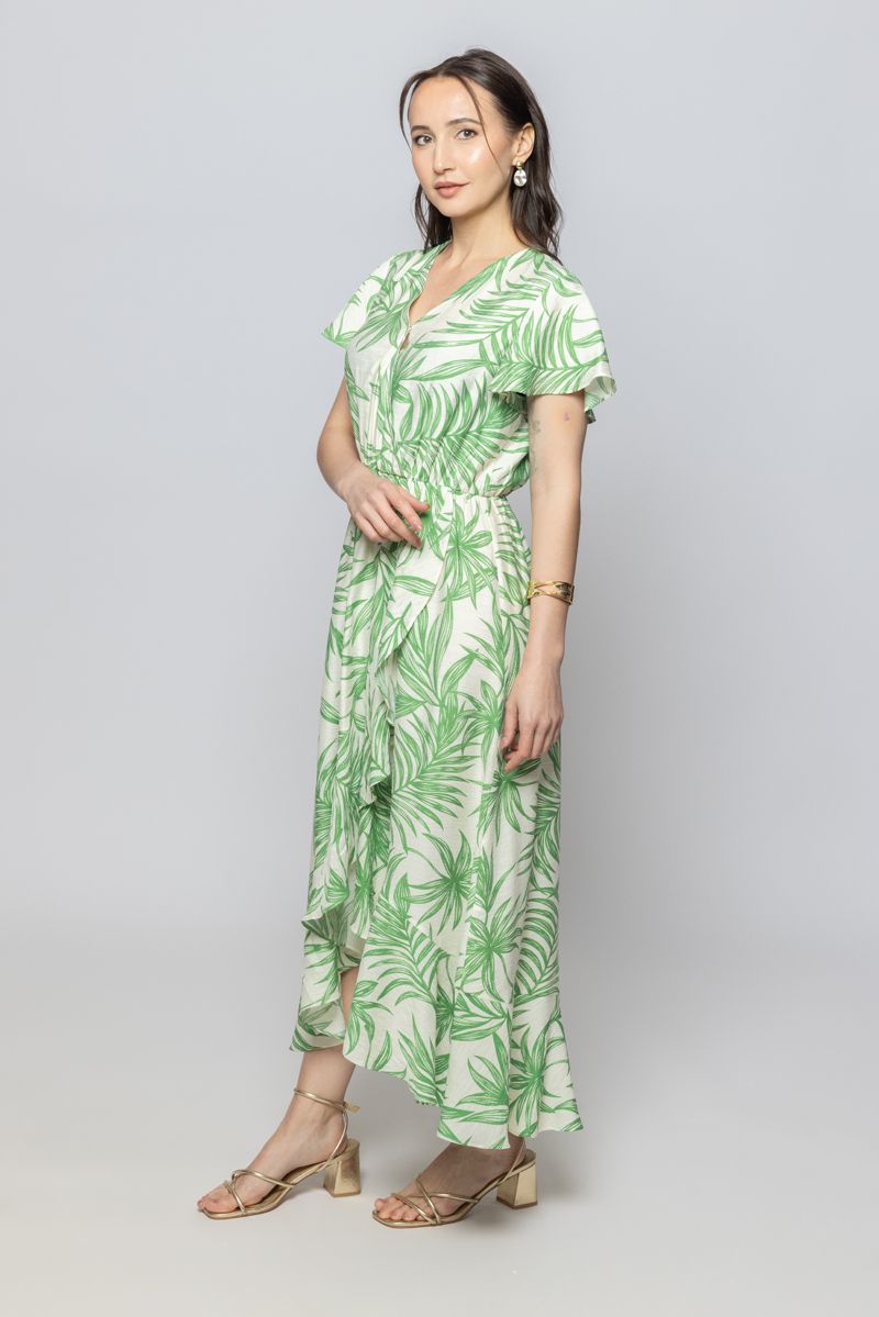 فستان طويل بكم قصير بتصميم غير متماثل للنساء