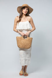 Womens Sleeveless Strappy Longline Dress - A Crochet Masterpiece