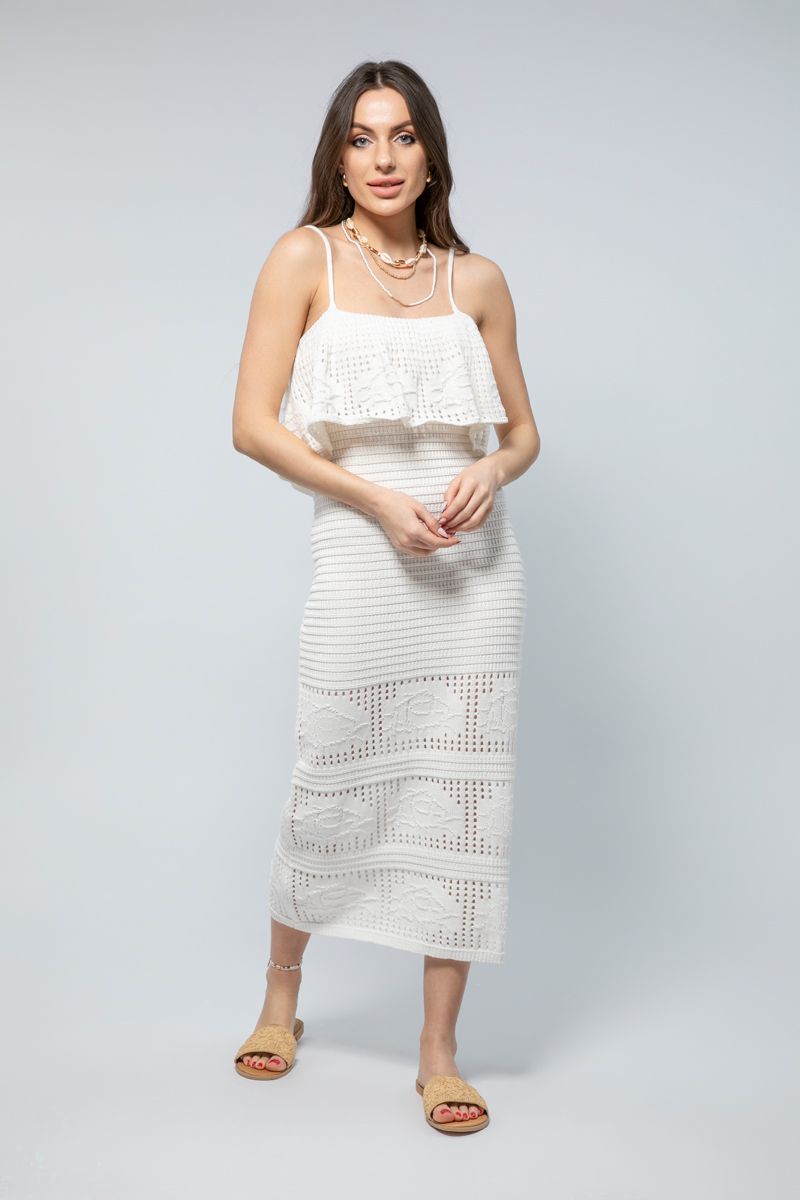 Womens Sleeveless Strappy Longline Dress - A Crochet Masterpiece