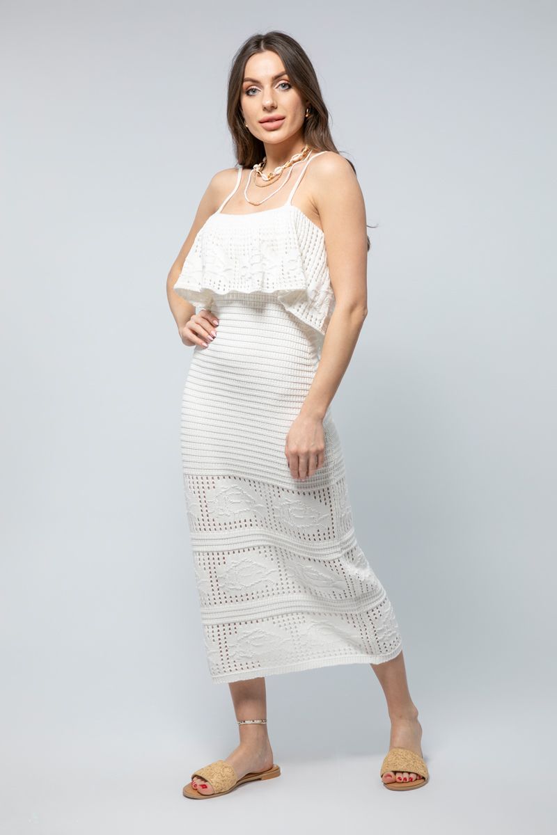 Womens Sleeveless Strappy Longline Dress - A Crochet Masterpiece
