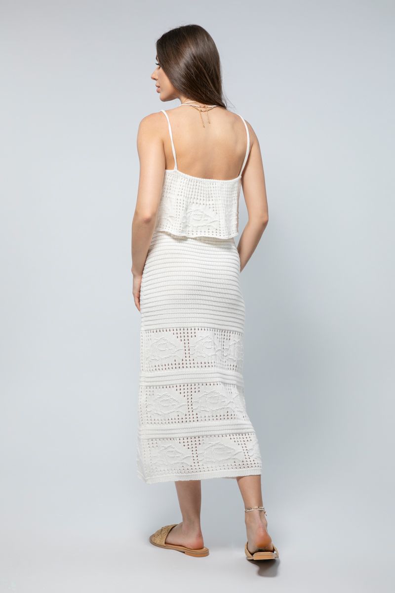 Womens Sleeveless Strappy Longline Dress - A Crochet Masterpiece