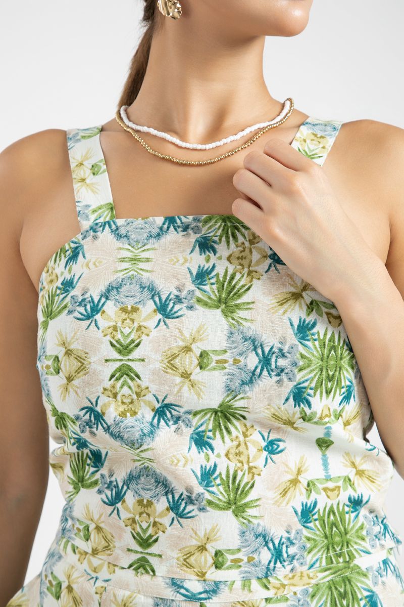 Cropped Sleeveless Top with Colorful Print