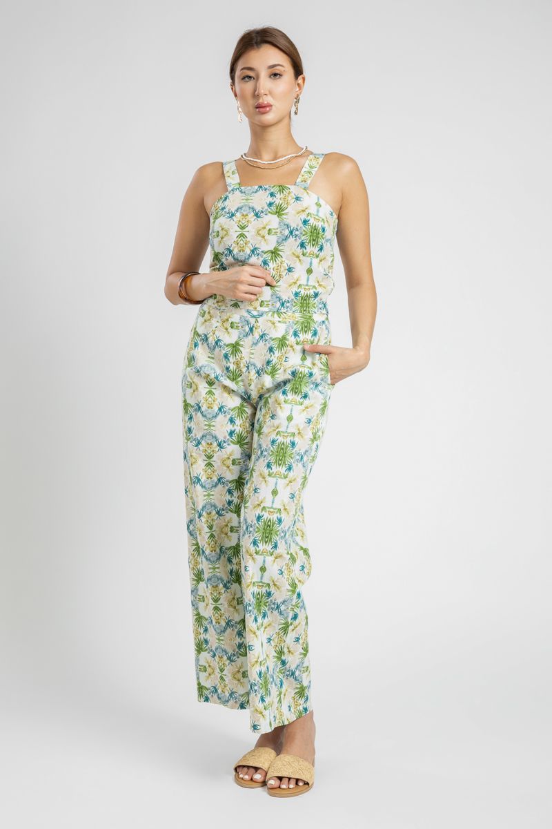 Cropped Sleeveless Top with Colorful Print