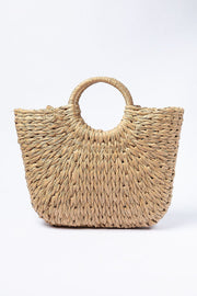 braided straw women hand bag