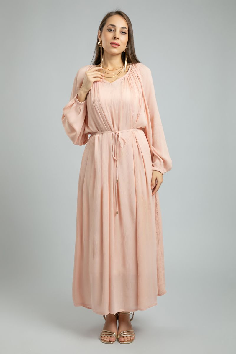 فستان نسائي ماكسي بخامة ذات نمط منقوش