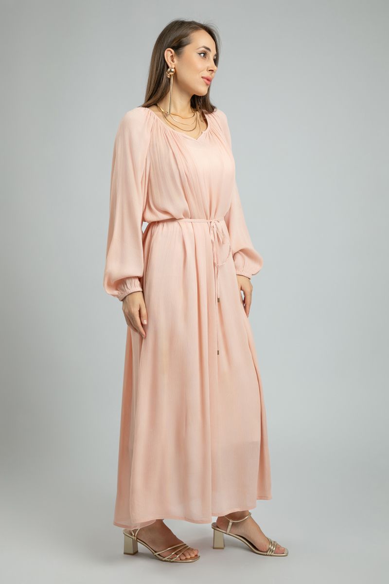 فستان نسائي ماكسي بخامة ذات نمط منقوش