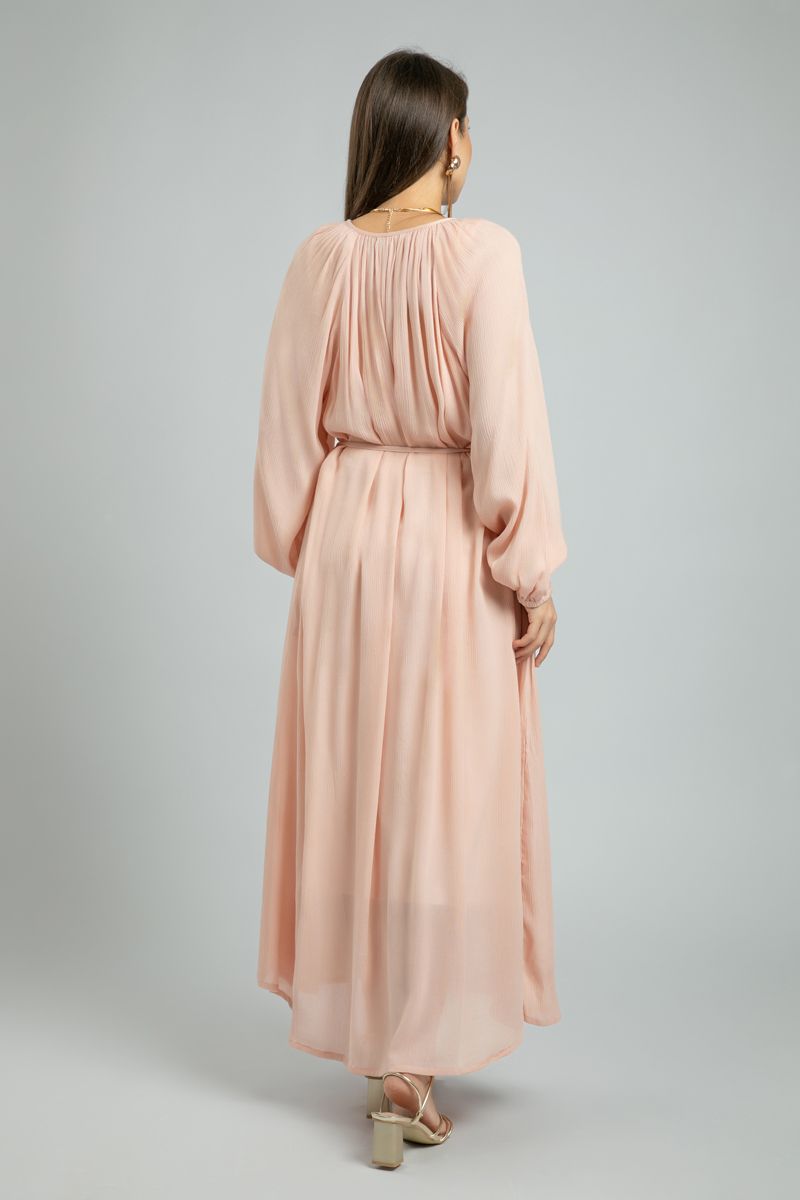 فستان نسائي ماكسي بخامة ذات نمط منقوش