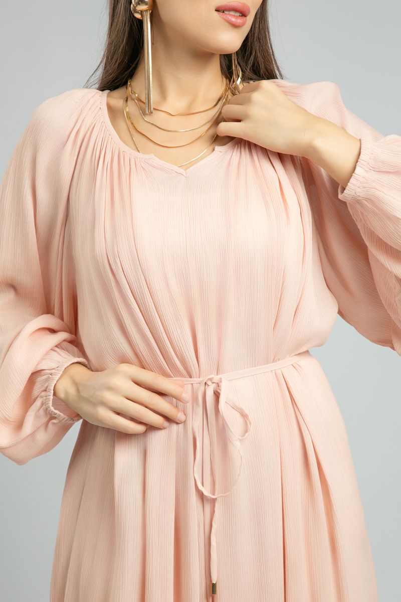 فستان نسائي ماكسي بخامة ذات نمط منقوش