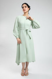 Puffed Sleeve Midi Dress
