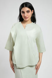 Three-Quarter Sleeve Wrap Blouse