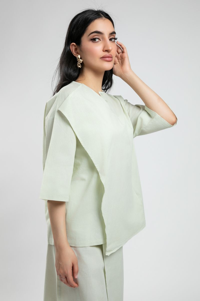 Three-Quarter Sleeve Wrap Blouse