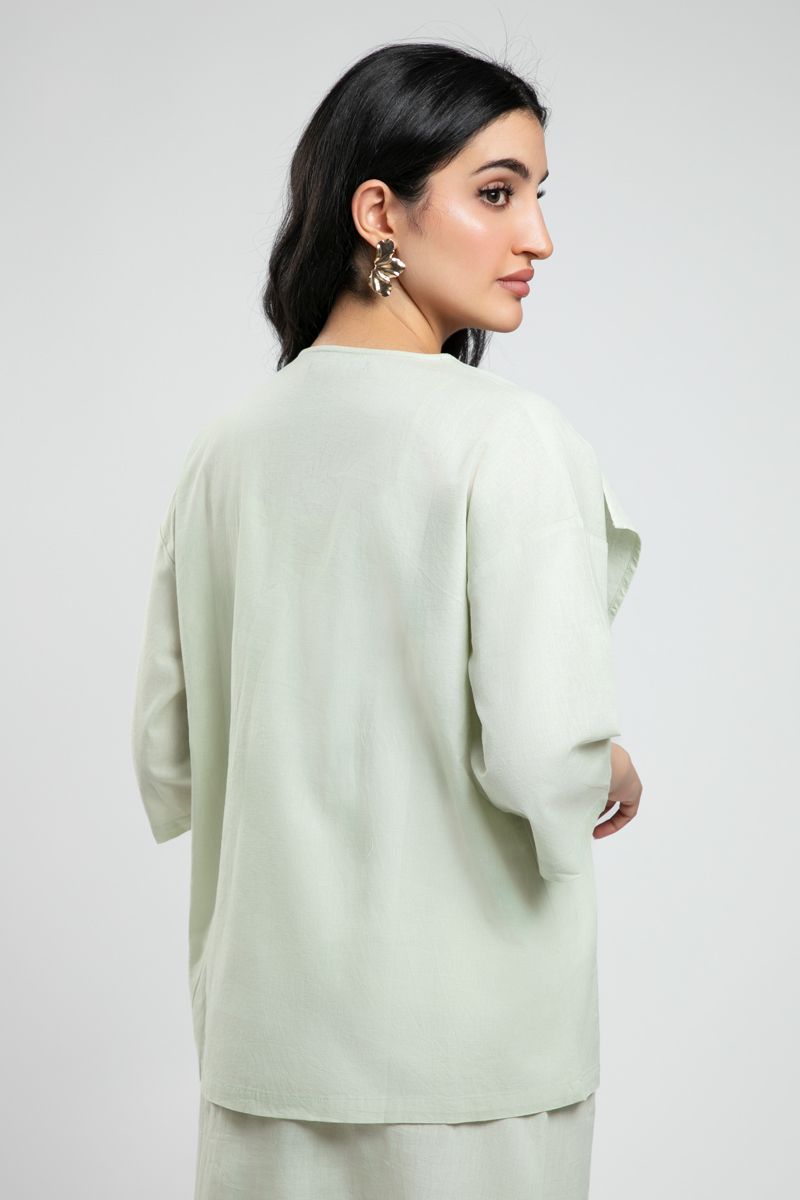Three-Quarter Sleeve Wrap Blouse