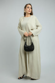 Womens Outwear Abaya with Wide Tucked Collar