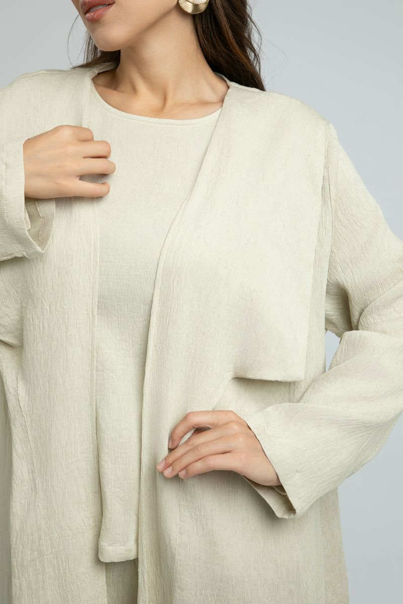 Womens Outwear Abaya with Wide Tucked Collar