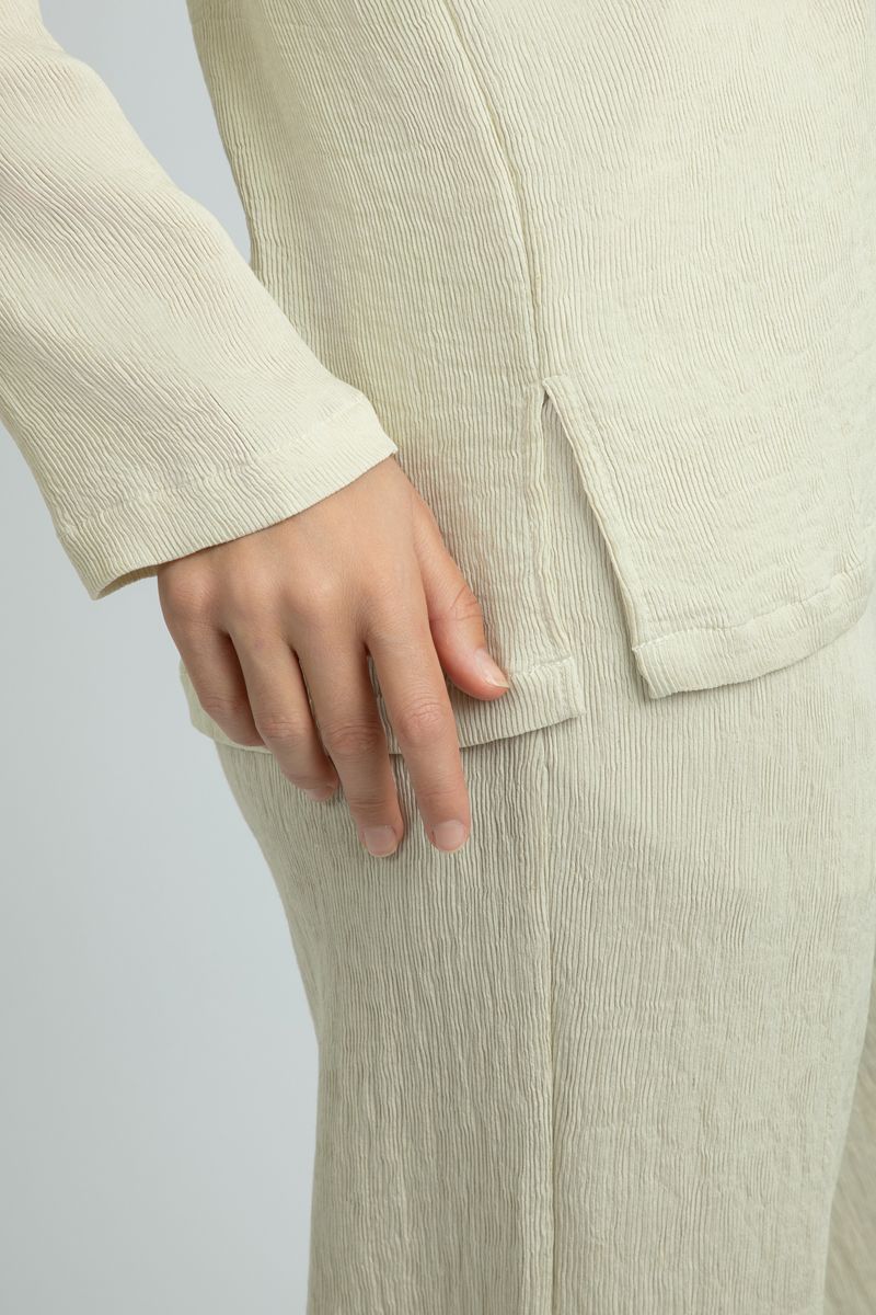 Long-Sleeve Womens Blouse with Side Bottom Slits