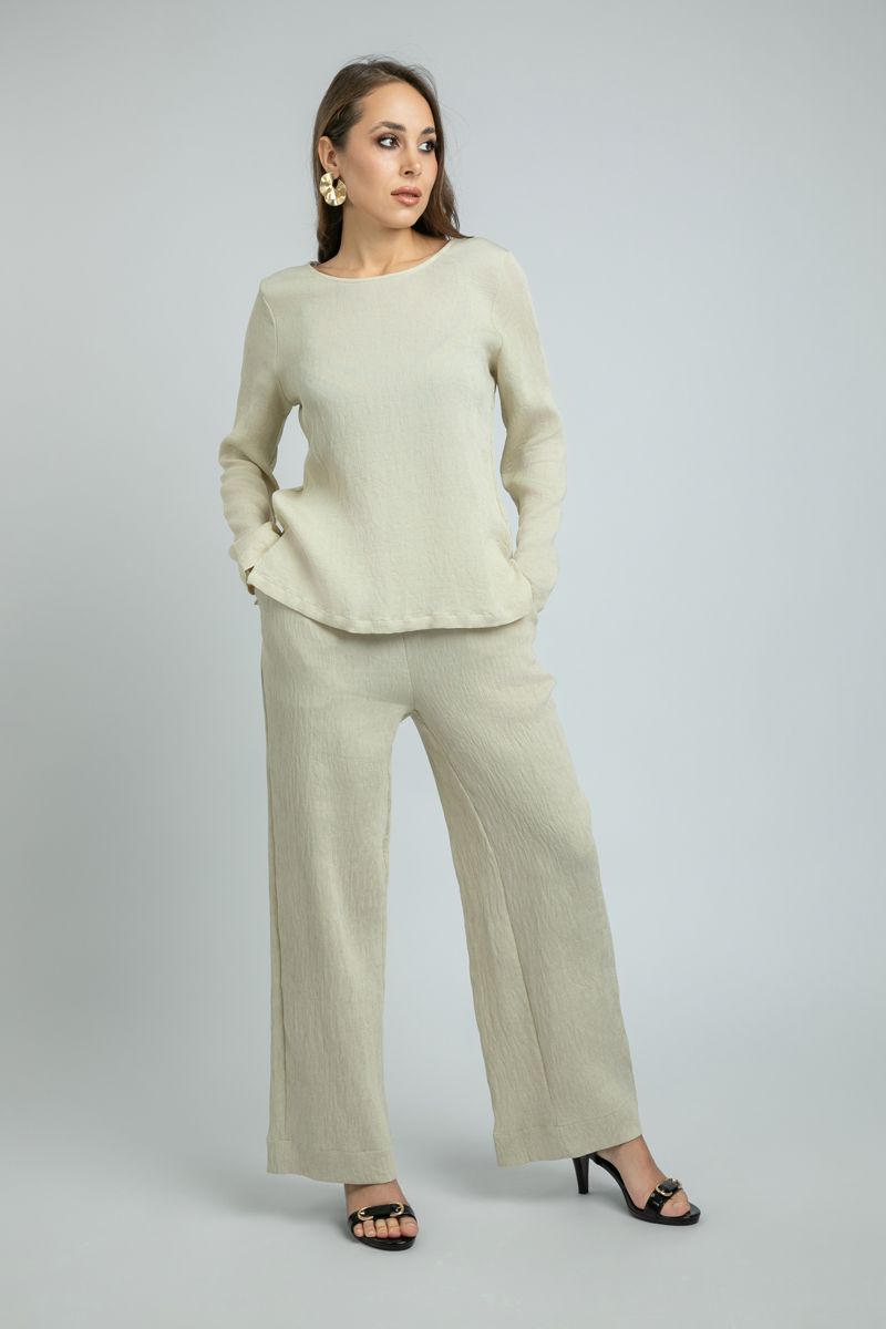 Flowy Wide-Leg Womens Pants with Elastic Waist