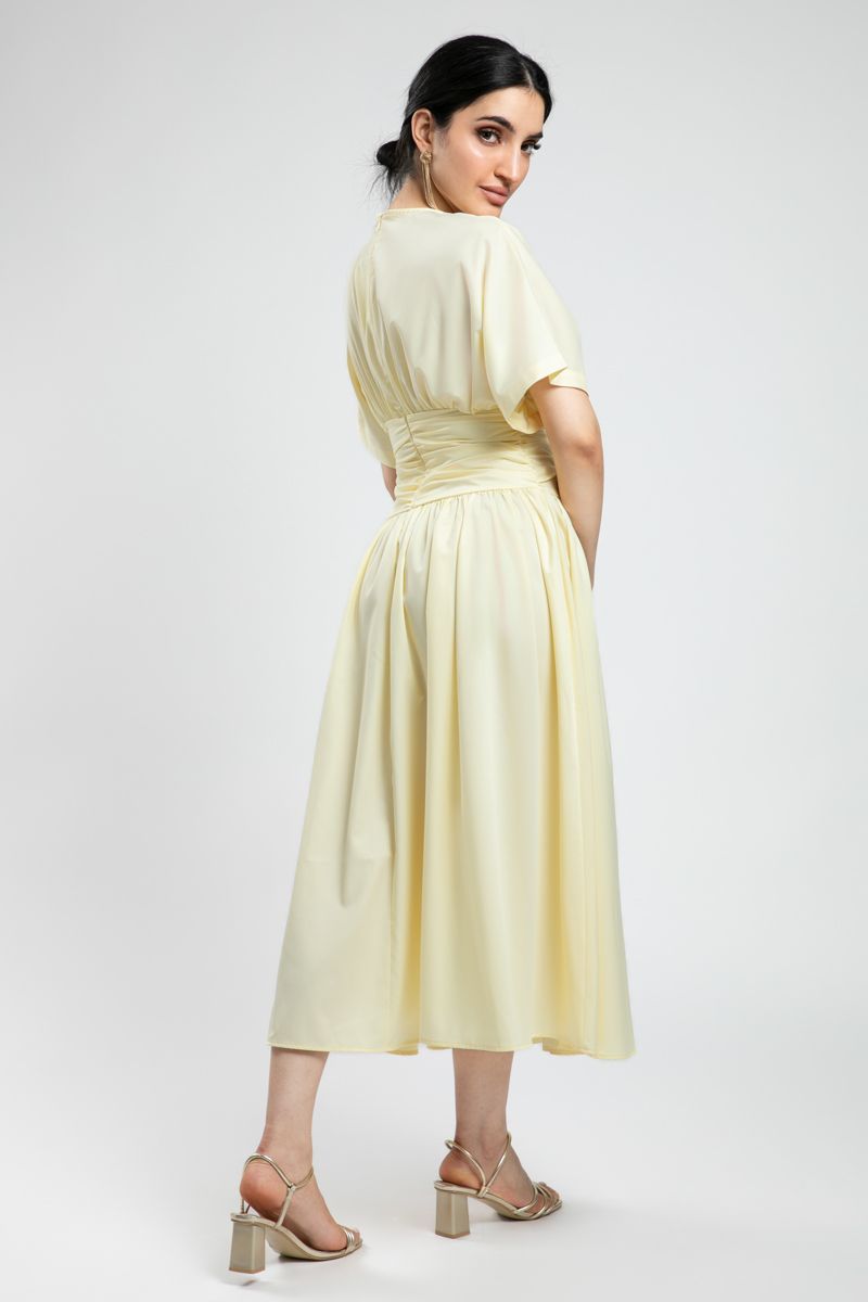 Longline Dress with Waist Pleats
