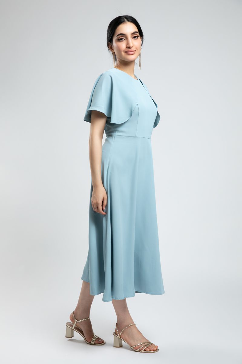 Cape-Style detail Longline Dress