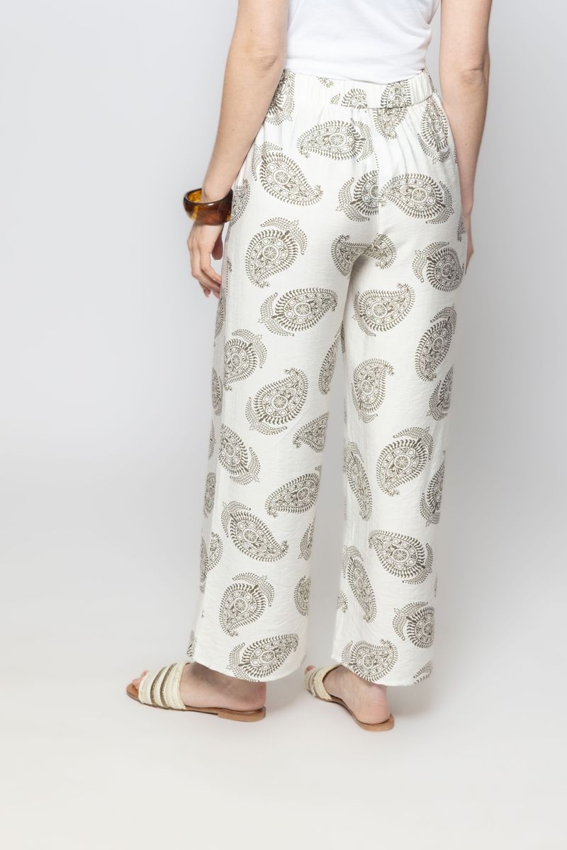 Women Flowy Wide Leg Summer Pants with Full Prints Pattern