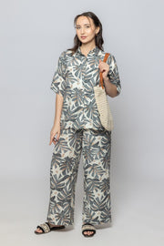 Women Flowy Wide Leg Summer Pants with Full Prints Pattern